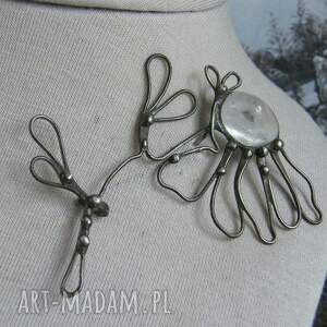 duża broszka kwiat kryształ górski swetra żakietu, kobieta prezent