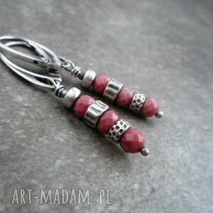 rodonit w srebrze różowe kolczyki, serbro, srebrne kolczyki