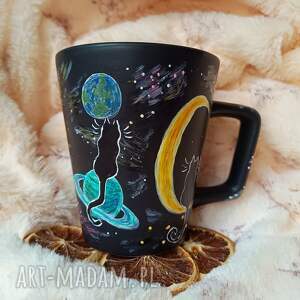 nocny kubek z gwiezdnymi kotami 300 ml, prezent dla kociarzy, noc na kubku