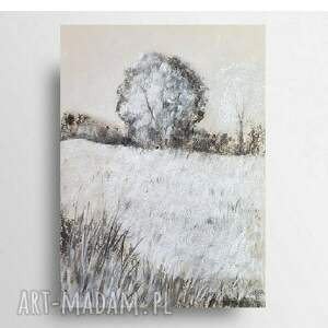 pejzaż z drzewem-praca wykonana węglem, rysunek, węgiel