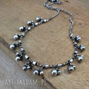 naszyjnik - kule na łańcuszku, srebro oksydowane