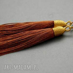 kolczyki z chwostami sznurek, eleganckie, wiszące, wieczorowe