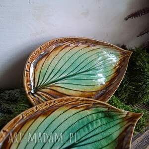 zestaw dwóch talerzy liści - funkjaste, talerze liście, prezent, liście