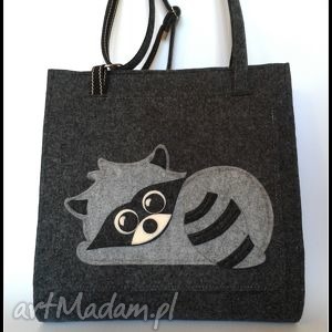 duza torba z szopem praczem - CATOO accessories torebki na ramię