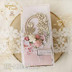 kartka komunijna, pamiątka pierwszej komunii świętej pinkroses1gotowa