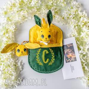 handmade maskotki króliczek z łóżeczkiem - cytrynka - seria kochany