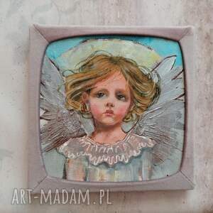 anielski obrazek e - piet portret realistyczny ręcznie malowany, anioł stróż