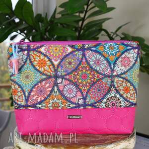 kosmetyczka wodoodporna kolorowe rozetki, duża, pojemna