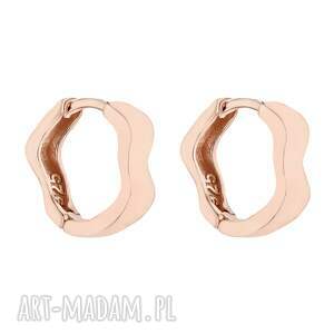 falowane koła z różowego złota, kolczyki, pozłacane, bigle