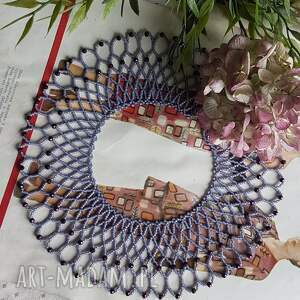 unikatart naszyjnik krywulka purpurowe kryształki nasz71, korale kolia, szeroka