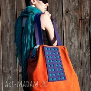 pracownia 166 torba hobo xxl - pomarańcz, fiolet, szmaragd, worek na ramię