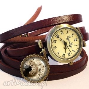ręcznie wykonane zegarki dmuchawiec - zegarek / bransoletka na skórzanym