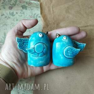 ręcznie wykonane ceramika ptaszki turkusowe