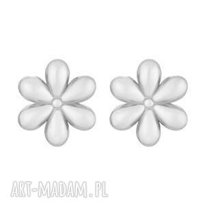 Srebrne kwiaty, kolczyki, srebro, kwiat, sztyfty