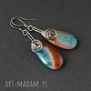 Kolczyki Tanya - agat i oksydowane srebro, agatowe