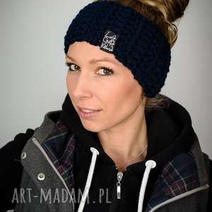 opaska mono 06 - granatowa unisex, prezent, upominek, ciepła