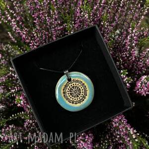 Orientalny naszyjnik ceramiczny z mandalą - handmade