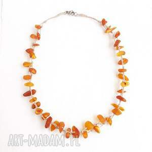 Matowe Naszyjnik lniany - bursztynowa biżuteria