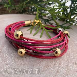 sznurkowa bransoletka w odcieniach różu w165 sznurka