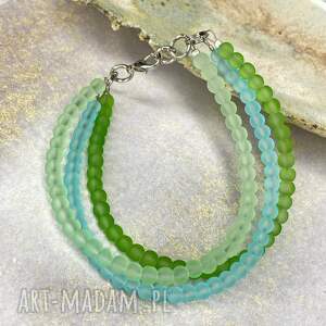 Bransoletka z matowego szkła w odcieniach zieleni w220