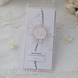 Zaproszenia komunijne dla dziewczynki personalizowane 5szt