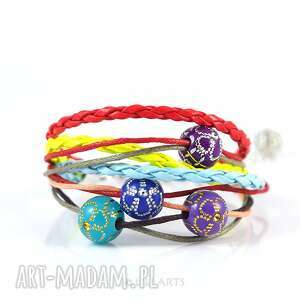 handmade bransoletka - kolorowa - dla dziecka, mała - rzemienie, sznurki