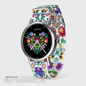 zegarki zegarek - serce folkowe, czarny folk biały, nato, bransoletka