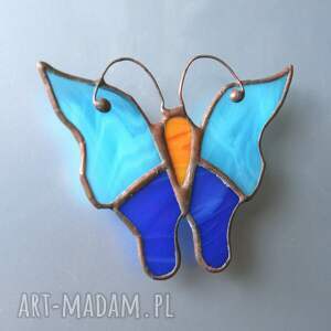 motyl witrażowy niebieski fruwajek - Witraże