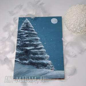 pomysł na święta prezent Ręcznie malowany obraz na drewnie, choinka