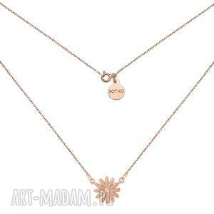 Naszyjnik z stokrotką ze różowego złota, pozłacany, kwiat