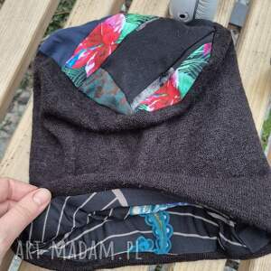 czapka czarna kolorowa góra rozmiar uniwersalny box a1, folk, damska etno