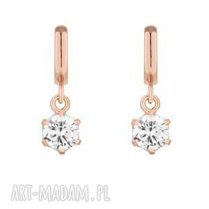 kolczyki z różowego złota bezbarwnymi cyrkoniami pozłacane