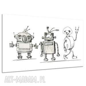 Obraz na płótnie 120x80 cm - zabawne roboty