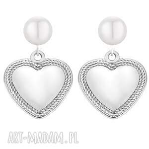 sotho srebrne kolczyki perły z sercami, sercem, serduszkiem, naturalne