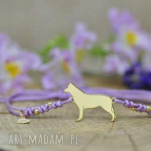 biały owczarek szwajcarski / bos - bransoletka z psem, srebro 925 pozłacane