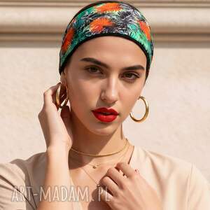 kolorowa uniwersalna opaska wiosenna na podszewce materiał dzianina rękodzieło