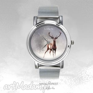 handmade na święta upominki zegarek, bransoletka - jeleń 2 - magic forest