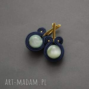 sisu kolczyki sutasz z angelitem pawim, sznurek, wyjściowe, delikatne