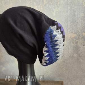 czarna czapka na podszewce góra kolorowa rozmiar uniwersalny box z1, fo, dam, et