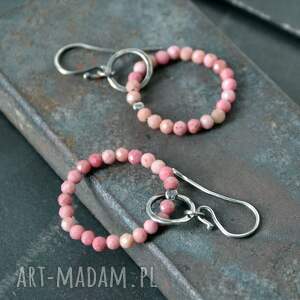 kolczyki koła z rodonitem, srebro kamienie naturalne