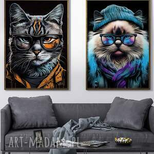 plakaty 2 plakaty 50x70 cm - portrety hipsterskich kotów - otis i juniper