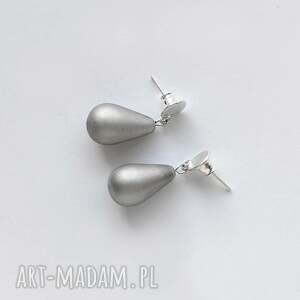 okrąg kolczyki, srebro, koralik, zmatowione, pod choinkę prezent