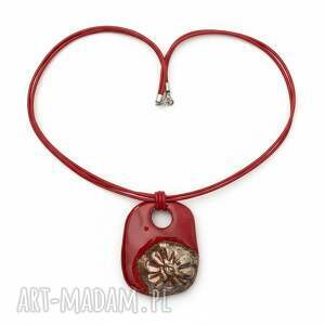 wisior ceramiczny flo, naszyjnik z wisorkiem wisor na rzemieniach