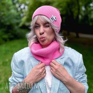 luźna czapka z bawełny logo kolorowe różowy