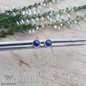 kropki szafiru 4mm - kolczyki biżuteria z kamieniami co dzień