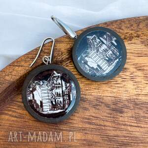 kolczyki ze stali nierdzewnej, drewniane kolczyki wzorem 3d