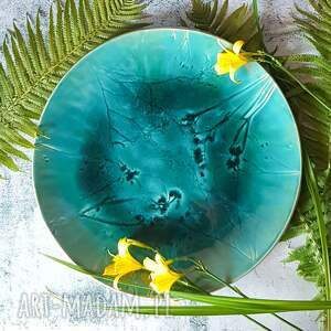 badura ceramika turkuslove patera xxl z motywem roślin, oryginalna dekoracja