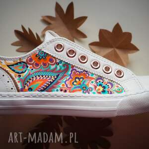 kalinea ręcznie malowane trampki ze sztucznej skóry z tureckimi wzorami