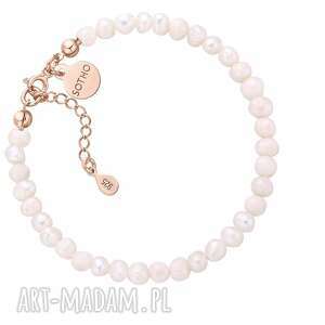 bransoletka z pereł naturalnych wykończona różowym złotem, perły