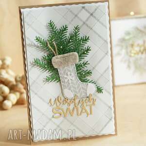 kartka że świąteczną skarpetą - annamade scrapbooking